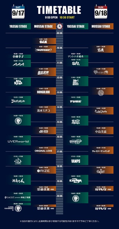 人気画像1位は「『氣志團万博』タイムテーブル＆エリアマップ発表」より、「氣志團万博2016 ～房総ロックンロール・チャンピオン・カーニバル～ Presented by シミズオクト」タイムテーブル。