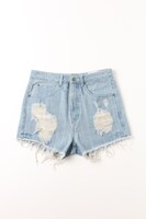 「Pzzz」ダメージデニムショートパンツ