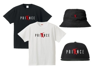 左から時計回りに、PRINCE Tee、PRINCE HAT、PRINCE CAP。
