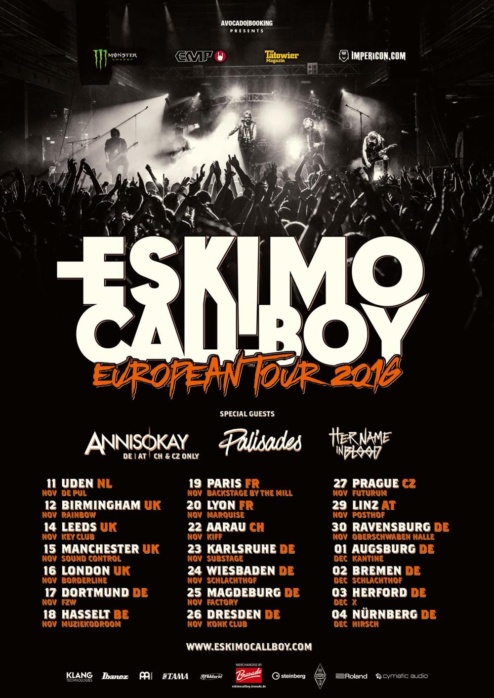 「Eskimo Callboy European Tour 2016」フライヤー