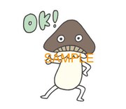 さくらしめじの公式LINEスタンプのサンプル画像。