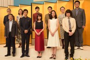 NHK朝の連続テレビ小説「ひよっこ」故郷編主な出演者発表会見の登壇者。
