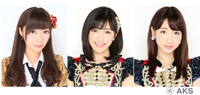 左から指原莉乃、渡辺麻友、柏木由紀。