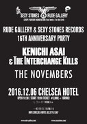 「RUDE GALLERY & SEXY STONES RECORDS 16TH ANNIVERSARY PARTY」告知ビジュアル