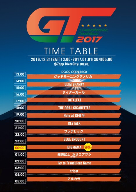 「GT2017」タイムテーブル