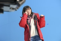 「タウンワーク」の新CM「雪国篇」のメイキングショット。