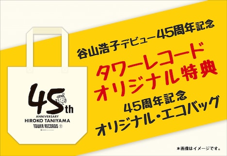 谷山浩子「HIROKO TANIYAMA 45th シングルコレクション」タワーレコード特典エコバッグのイメージ。