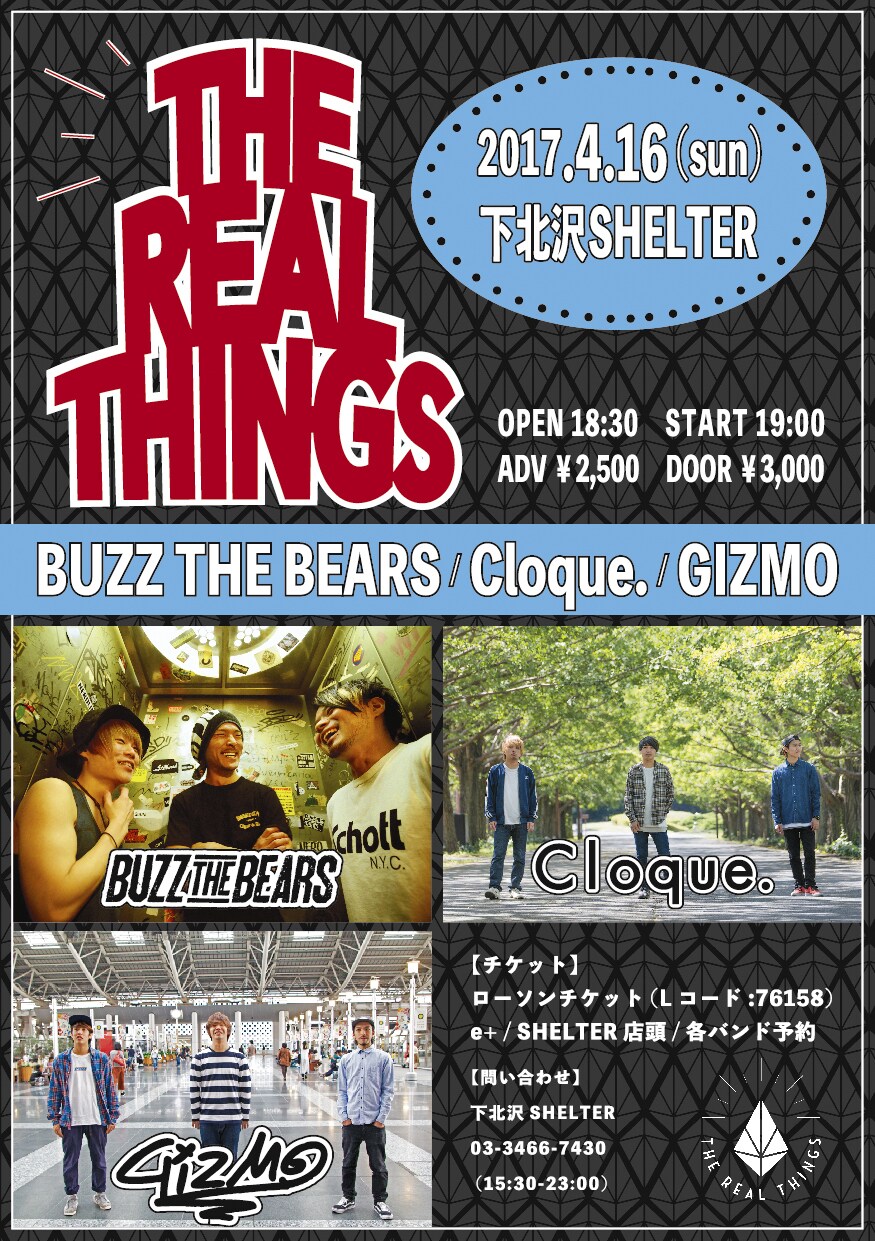 BUZZ THE BEARS、Cloque.、GIZMOが下北沢SHELTERで激突