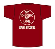 「NO DIGGIN', NO LIFE. T-shirt バーガンディ」背面デザイン見本