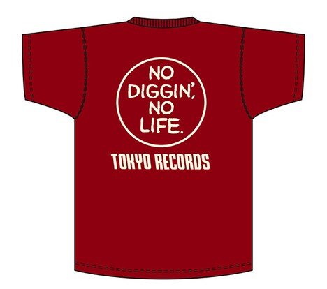「NO DIGGIN', NO LIFE. T-shirt バーガンディ」背面デザイン見本