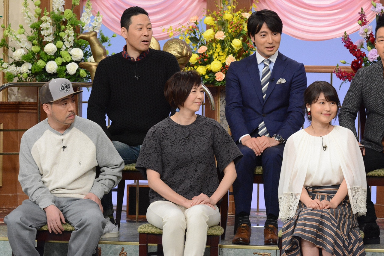 上段左から東野幸治、桝太一アナウンサー。下段左からKダブシャイン、陣内貴美子、有村架純。 (c)日本テレビ