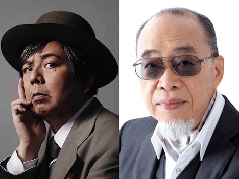 劇中の舞台演出を手がけるケラリーノ・サンドロヴィッチ（左）、音楽を担当する小椋佳。