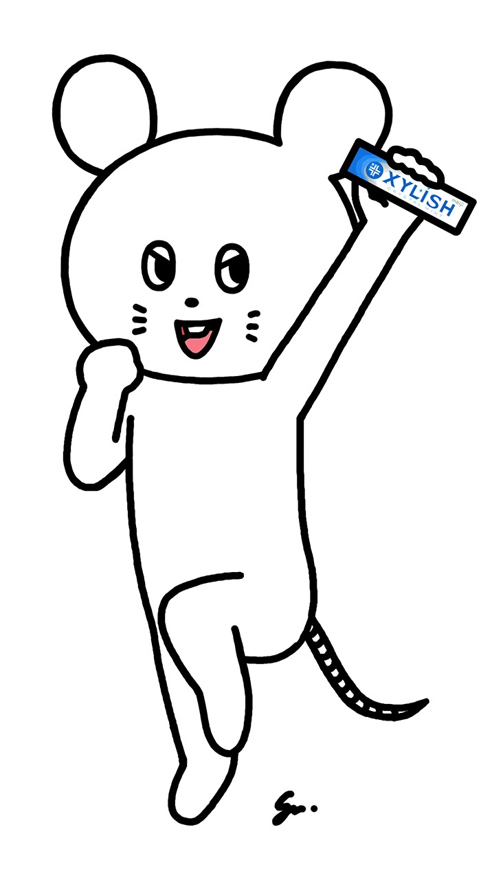 「キシリッシュ」とのコラボした「ネズミくん」のイラスト。