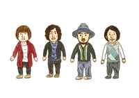 タワーレコード、TSUTAYAで配布される「イト」購入者特典の紙人形のイラスト。