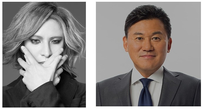 左からYOSHIKI、三木谷浩史氏。