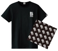 「グッズも当たる！ 【UCC×B'z】タイアップ曲ストリーミングWキャンペーン」B賞商品のオリジナルTシャツ＆バンダナセット。