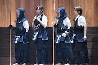 「あさひなぐ」公開稽古の様子。