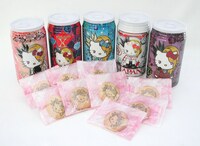 「yoshikittyプリントクッキー5缶セット」パッケージ内容(c)1976, 2017 SANRIO CO., Ltd. APPROVAL NO.8580572 (c)2009, 2017 Japan Music Agency Co., Ltd.