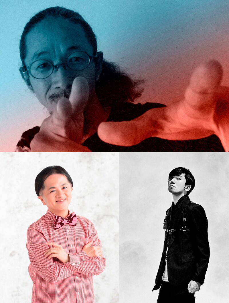 （上から時計回りに）森本晃司、TeddyLoid、米良美一。