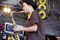 Hei tanakaのライブ時の黒須遊（Sax）。