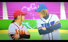 angela「全力☆Summer!」ミュージックビデオより、野球をするangela。