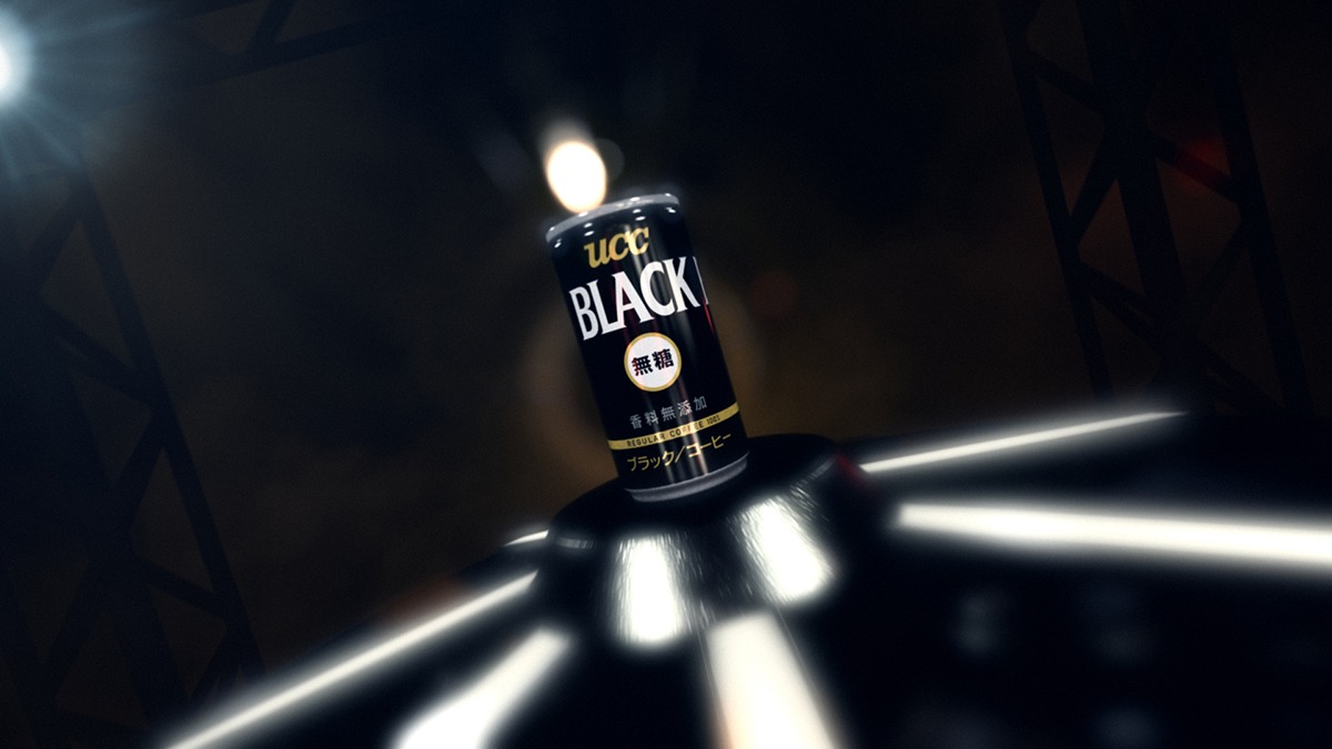 UCC BLACK 無糖の新CMのワンシーン。