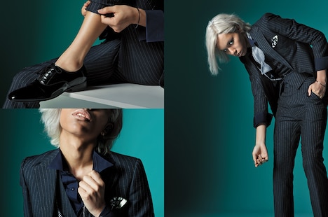 「MdN」2017年8月号「女王蜂のアヴちゃん、男装という概念をまとう」より。