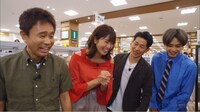 左から浜田雅功（ダウンタウン）、稲村亜美、太田博久（ジャングルポケット）、タクヤ（超特急）。(c)YTV