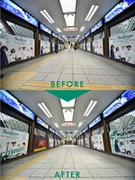 JR原宿駅ホームに展示されているポスター。