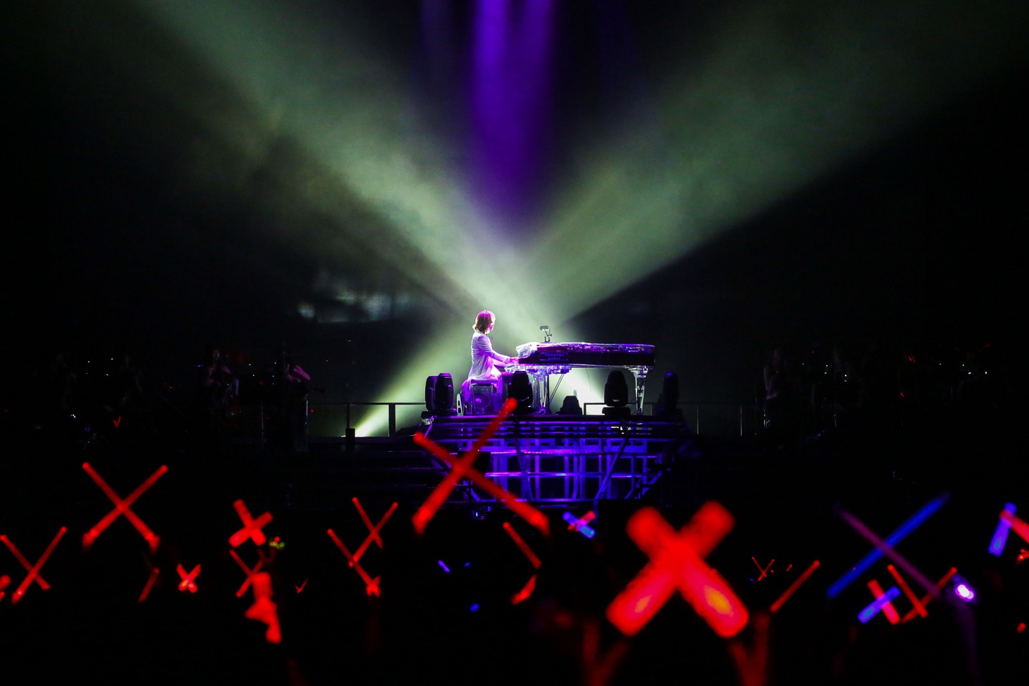 「X JAPAN WORLD TOUR 2017 WE ARE X Acoustic Special Miracle ～奇跡の夜～ 6DAYS」大阪城ホール初日公演の様子。