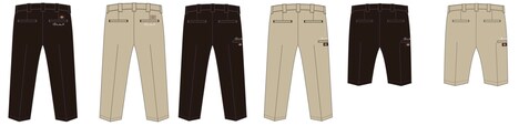 Dickies×Less Than TV コラボパンツ3種のイメージ。