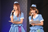 「TIF2017メインステージ争奪LIVE 決勝戦」の司会を務めたPASSPO☆の玉井杏奈（左）、増井みお（右）。