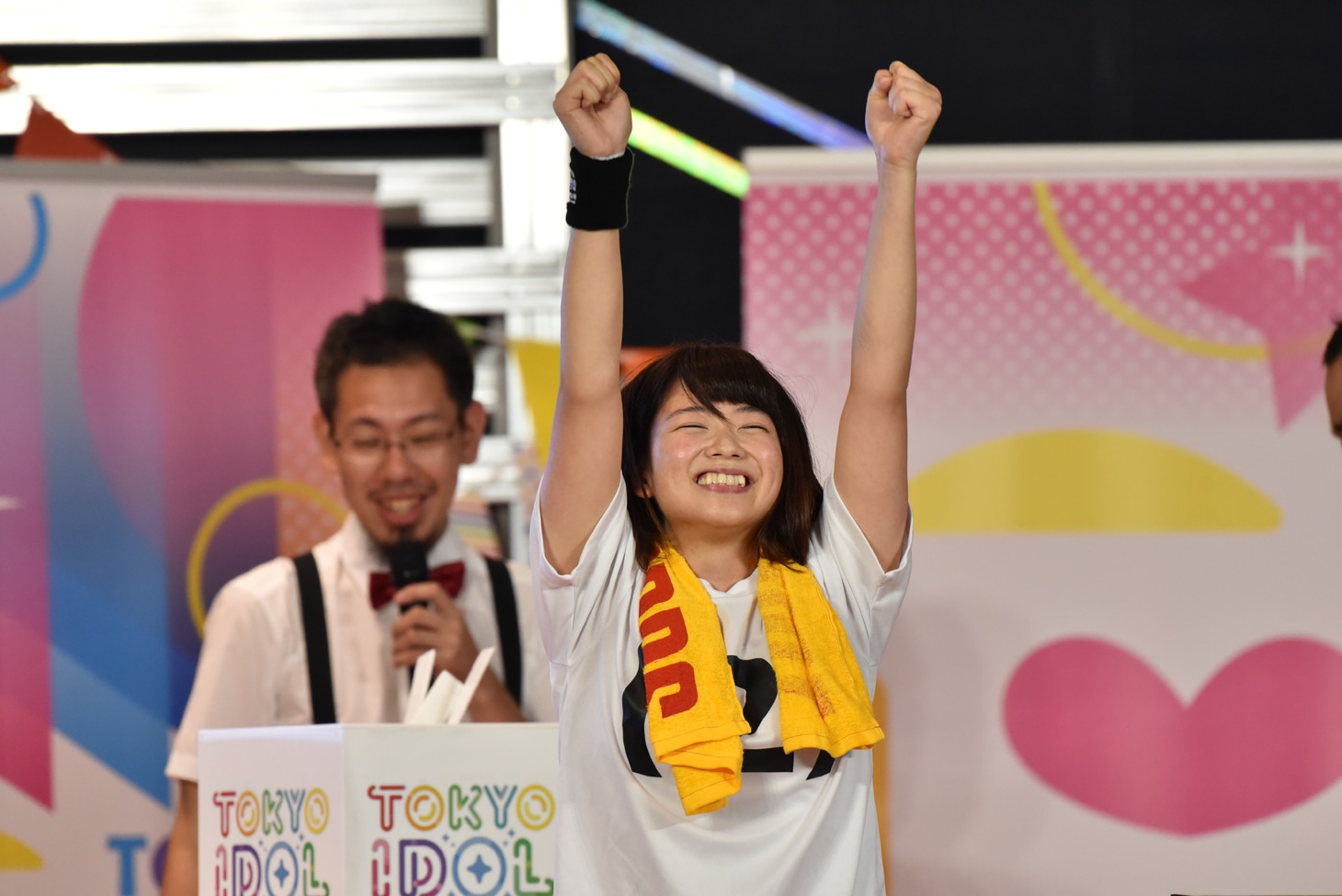 高萩千夏の勝利の笑み。