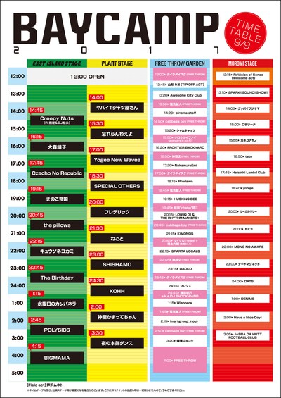 「BAYCAMP 2017」タイムテーブル