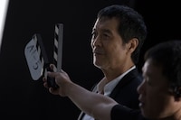 矢沢永吉が出演する「リネージュ2 レボリューション」テレビCM撮影時の様子。