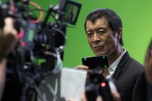 矢沢永吉が出演する「リネージュ2 レボリューション」テレビCM撮影時の様子。