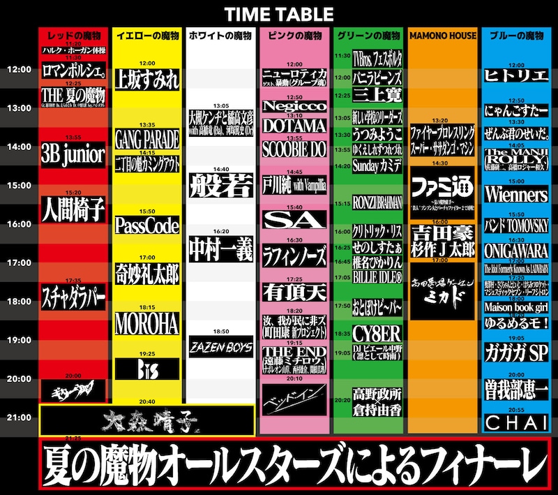 「夏の魔物2017 in KAWASAKI」タイムテーブル