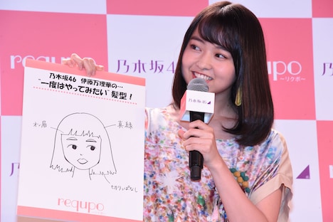 「一度はやってみたい髪型」を発表する伊藤万理華（乃木坂46）。