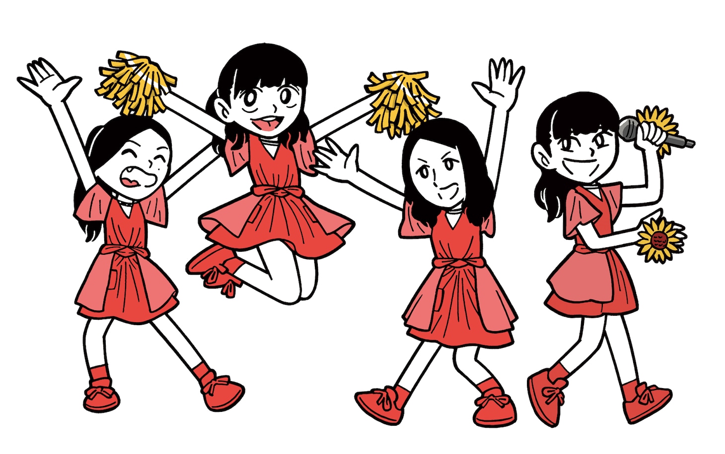 ナカGが描き下ろした東京女子流のイラスト。
