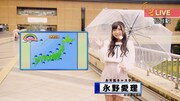 Wake Up, Girls！「7 senses」ミュージックビデオのワンシーン。お天気キャスターに挑戦する永野愛理。