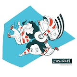 CRUNCH「てんきあめ」特典ステッカーのデザイン。イラストはサレンダー橋本描き下ろし。