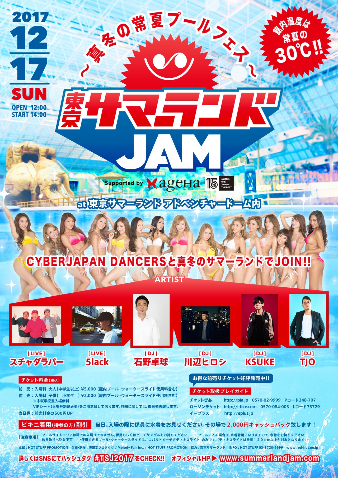 「東京サマーランドJAM 2017 -Supported by ageHa-」フライヤー