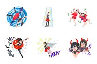 BABYMETALのLINEスタンプ絵柄の一部。