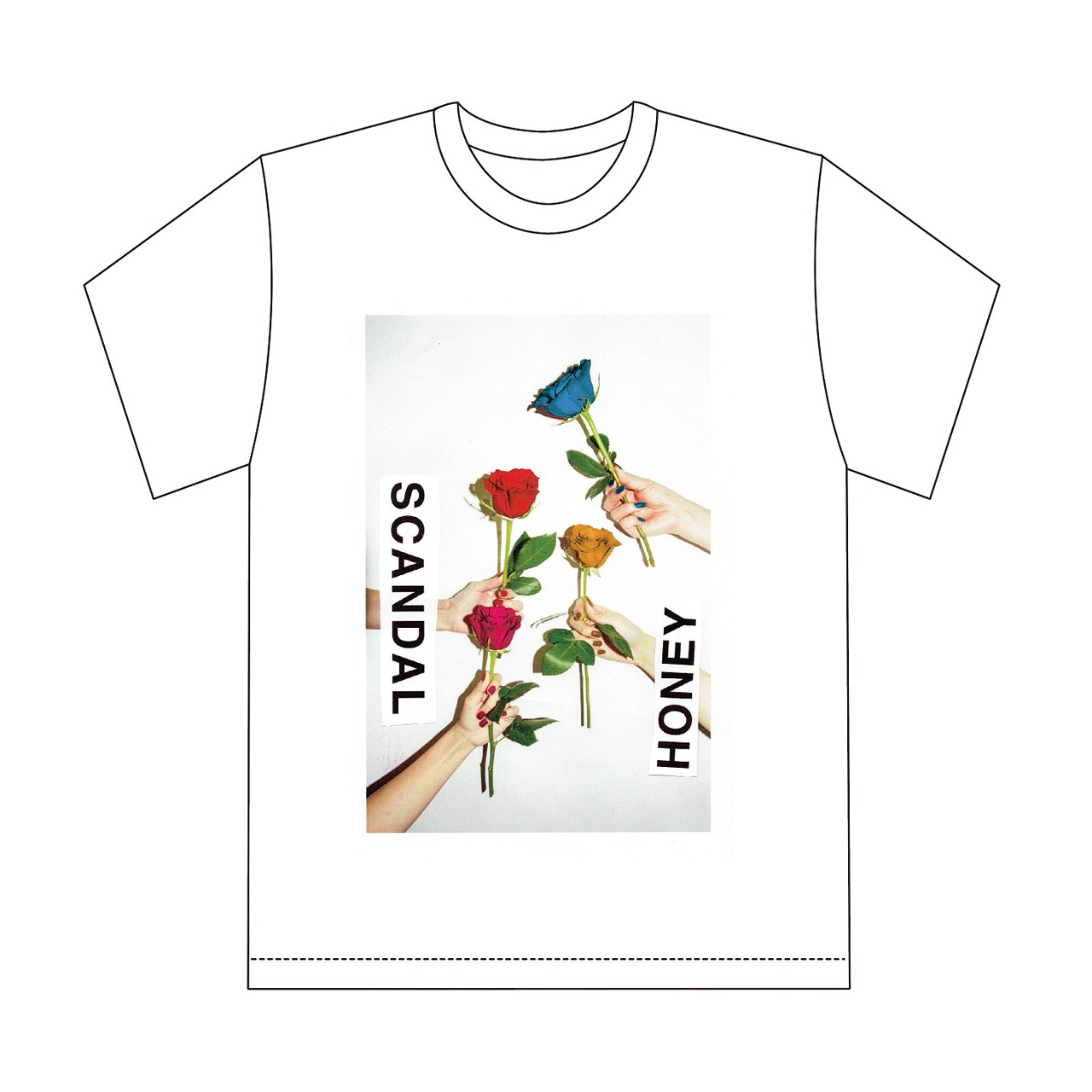 SCANDAL「HONEY」完全生産限定盤に付属するTシャツのデザイン。