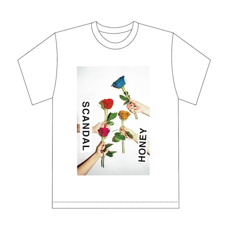 SCANDAL「HONEY」完全生産限定盤に付属するTシャツのデザイン。