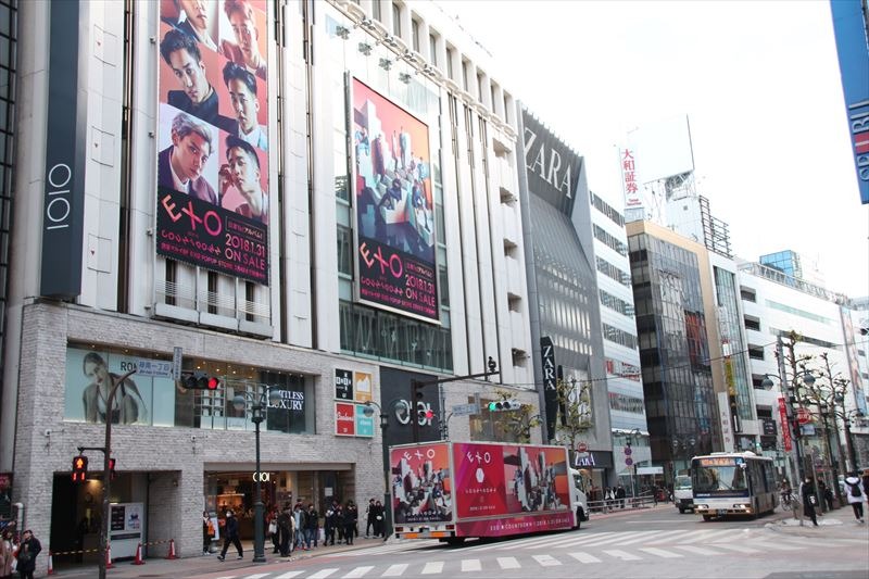 EXOの“渋谷ジャック”の様子。
