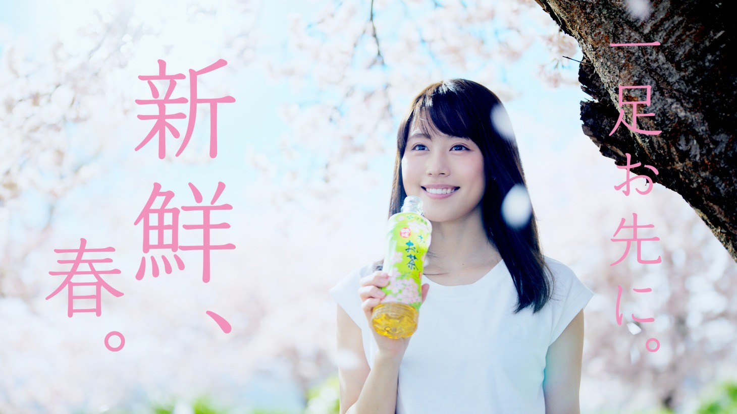 伊藤園「お～いお茶」新CM「新鮮、春一番」編のワンシーン。