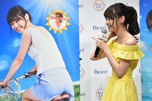 「日焼け止めはうなじまで塗ります」と説明する西野七瀬（乃木坂46）。