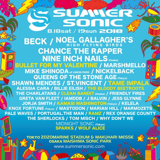「SUMMER SONIC 2018」出演アーティスト一覧
