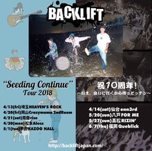 BACK LIFT「"Seeding Continues" Tour 2018」「祝10周年！～いま、会いに行くから待っとっテン～」告知画像